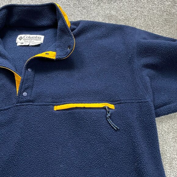 Columbia Steens Mountain Fleece Jacket Mens 3XL Blue 1/4 Snap Button Zip Pocket - Picture 5 of 13